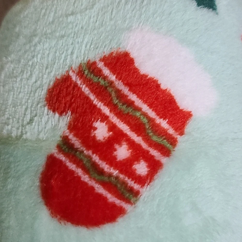 Holiday Throw COZY Blanket Festive - hot cocoa, stocking candy cane, red bow